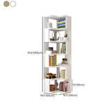 Modern Vertical Open Shelves Wood Corner Bookcase Image - 22