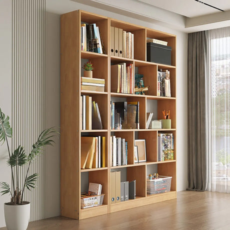 Modern Vertical Open Wooden Large Storage Bookcase Image - 1