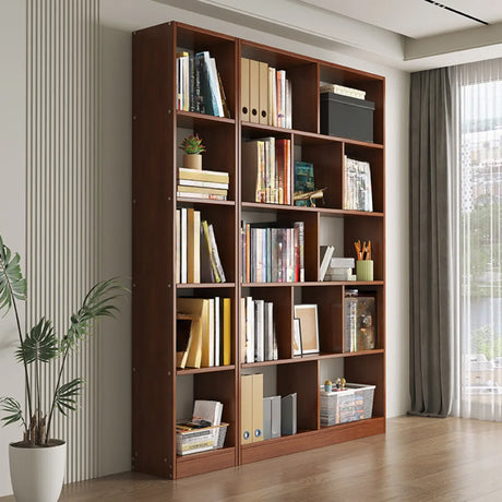 Modern Vertical Open Wooden Large Storage Bookcase Image - 2