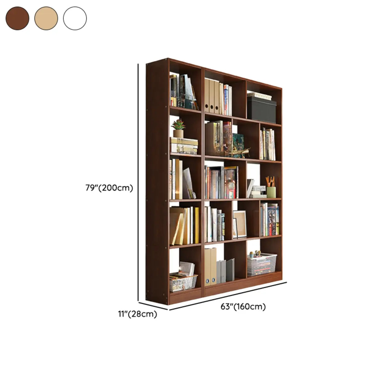 Modern Vertical Open Wooden Large Storage Bookcase 