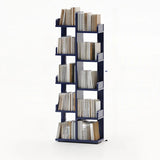 Modern Vertical Tree Tiered Wood Open Back Corner Bookshelf Image - 10