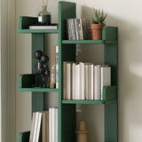 Modern Vertical Tree Tiered Wood Open Back Corner Bookshelf Image - 13
