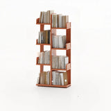 Modern Vertical Tree Tiered Wood Open Back Corner Bookshelf Image - 17
