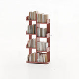 Modern Vertical Tree Tiered Wood Open Back Corner Bookshelf Image - 18
