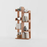 Modern Vertical Tree Tiered Wood Open Back Corner Bookshelf Image - 24