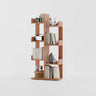 Modern Vertical Tree Tiered Wood Open Back Corner Bookshelf Image - 24
