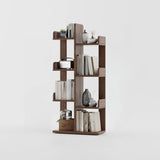 Modern Vertical Tree Tiered Wood Open Back Corner Bookshelf Image - 26