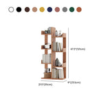 Modern Vertical Tree Tiered Wood Open Back Corner Bookshelf Image - 29