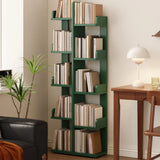 Modern Vertical Tree Tiered Wood Open Back Corner Bookshelf Image - 4