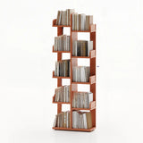 Modern Vertical Tree Tiered Wood Open Back Corner Bookshelf Image - 5