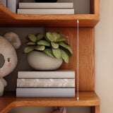Modern Vertical Wood Brown Multi-shelf Corner Bookcase Image - 24