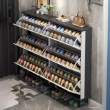 Modern Vertical Wood Entryway Shoe Storage Cabinet White Image - 8