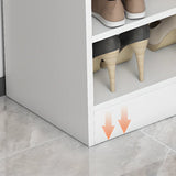 Modern Vertical Wood Hallway Gray 5-Tier Open Shoe Rack Image - 10