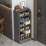 Modern Vertical Wood Hallway Gray 5-Tier Open Shoe Rack Image - 27