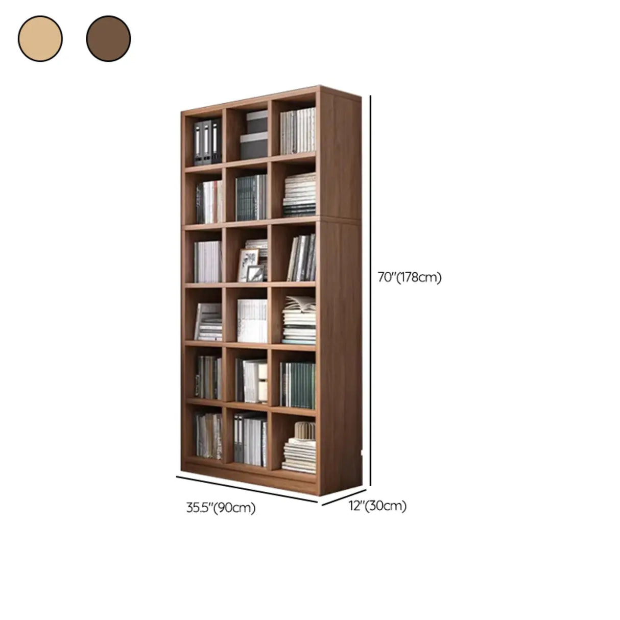 Modern Vertical Wooden Rectangular Storage Bookcase Image - 12