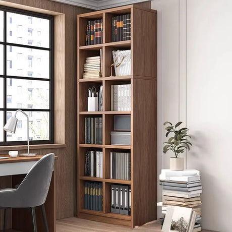 Modern Vertical Wooden Rectangular Storage Bookcase Image - 2