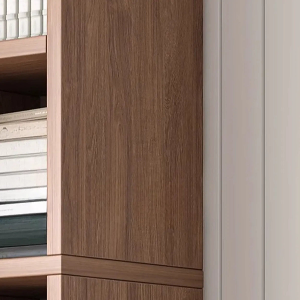 Modern Vertical Wooden Rectangular Storage Bookcase Image - 6