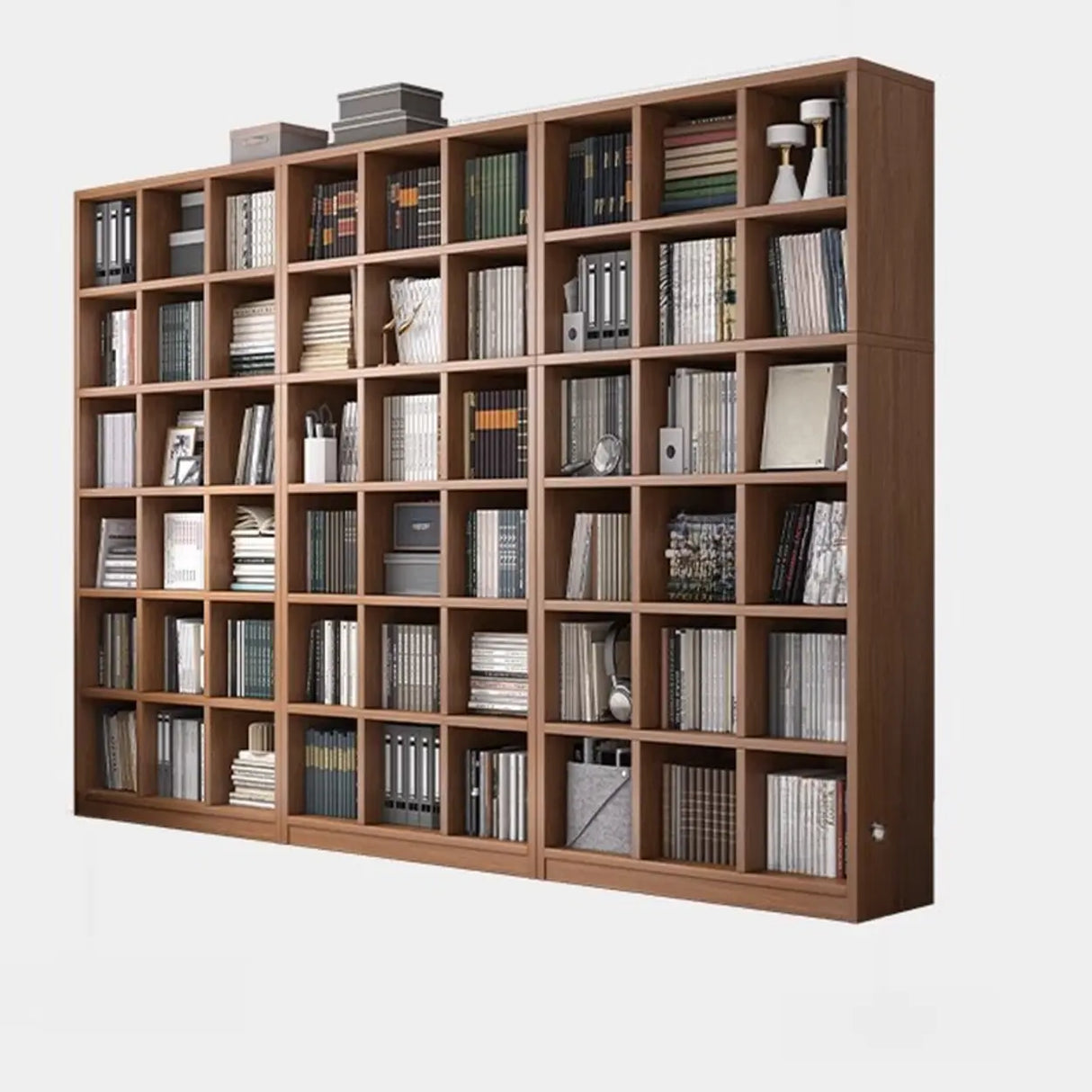 Modern Vertical Wooden Rectangular Storage Bookcase Image - 7