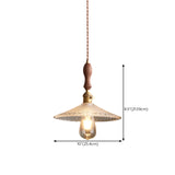 Modern VIntage Wood Cone Clear Glass Pendant Light #size