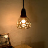 Modern Walnut Clear Glass Dome Pendant Light Image - 4