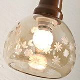 Modern Walnut Clear Glass Dome Pendant Light Image - 5