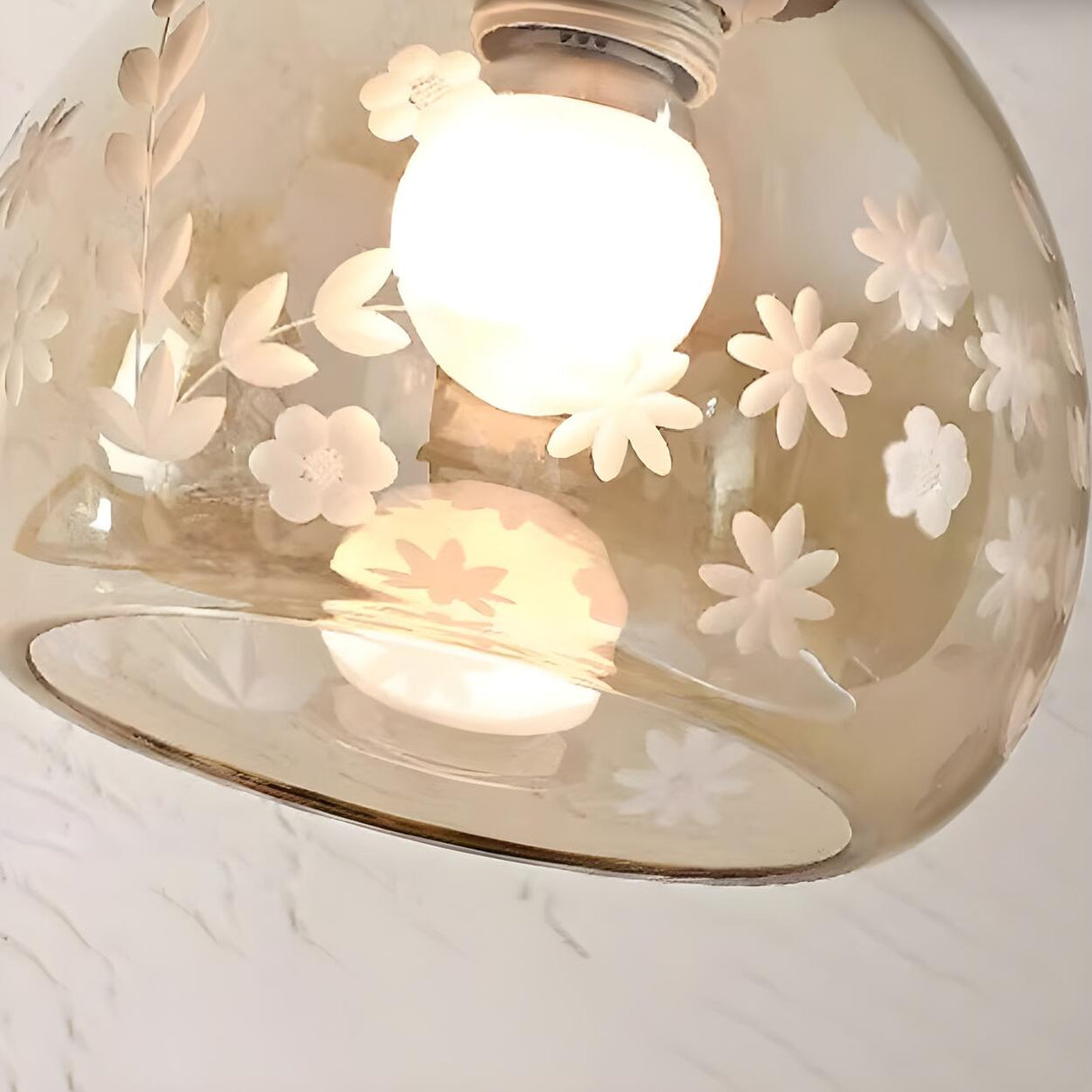 Modern Walnut Clear Glass Dome Pendant Light Image - 8