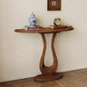 Walnut 31.4"W x 11.8"D x 31.4"H Modern Walnut-Finish Solid Pine Console Table with Sculptural Base Image - 4