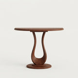 Modern Walnut-Finish Solid Pine Console Table with Sculptural Base Image - 7