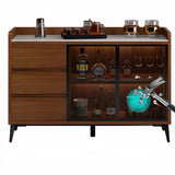 Modern Walnut Rectangular Wood Large Wine Rack Cabinet Storage Image - 10