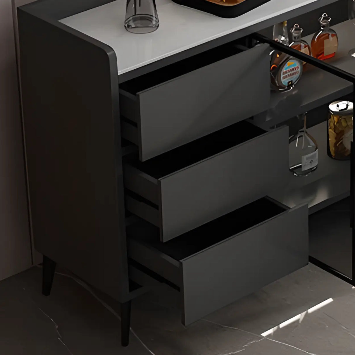 Modern Walnut Rectangular Wood Large Wine Rack Cabinet Storage Image - 15