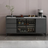 Modern Walnut Rectangular Wood Large Wine Rack Cabinet Storage Image - 2