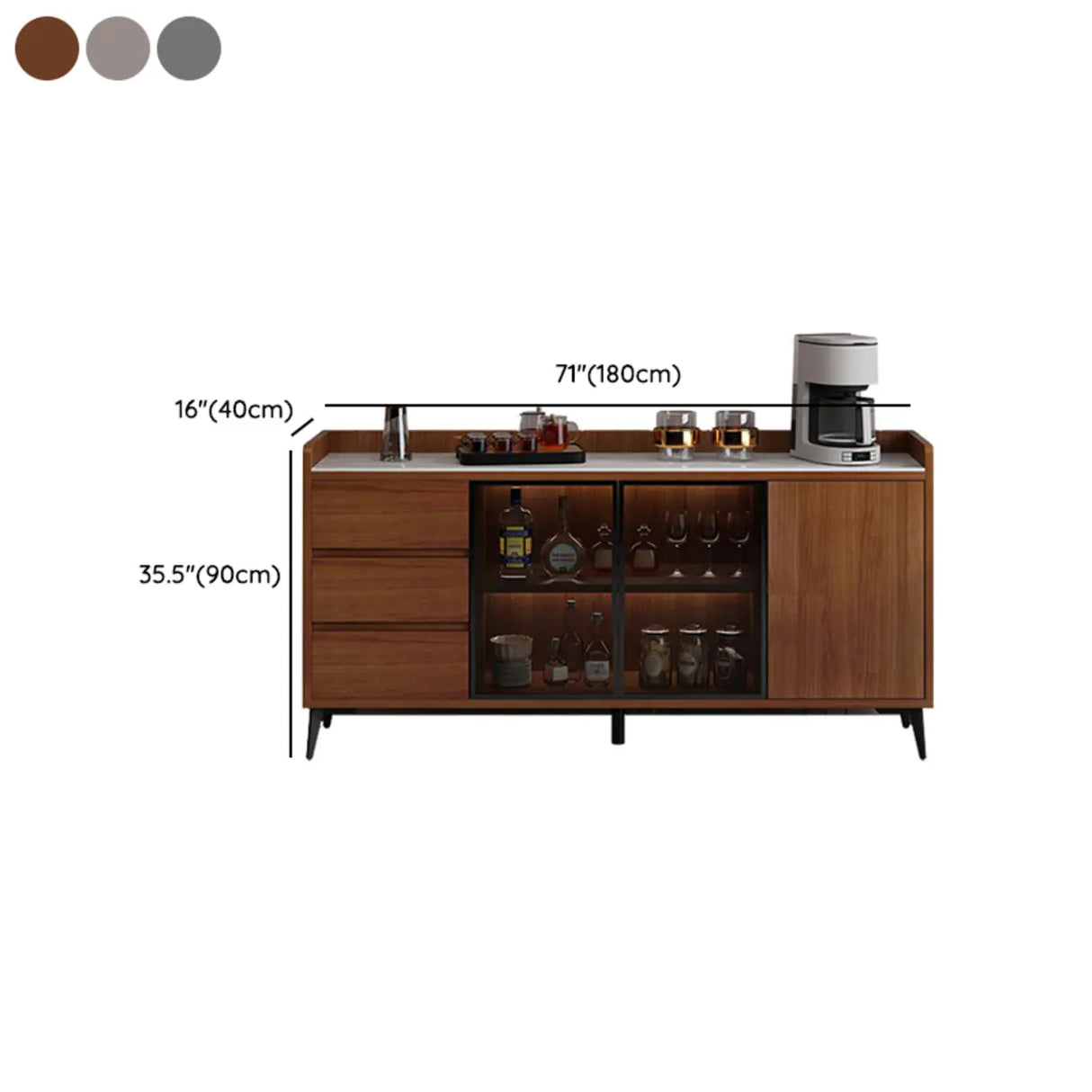 Modern Walnut Rectangular Wood Large Wine Rack Cabinet Storage Image - 20