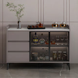 Modern Walnut Rectangular Wood Large Wine Rack Cabinet Storage Image - 4