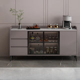 Modern Walnut Rectangular Wood Large Wine Rack Cabinet Storage Image - 5