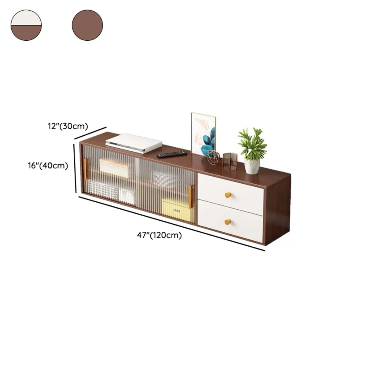 Modern Walnut Wood TV Stand with Storage Cabinet 