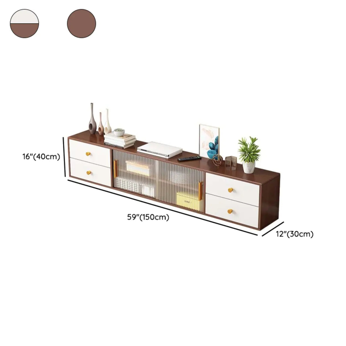 Modern Walnut Wood TV Stand with Storage Cabinet Image - 13
