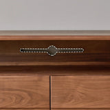 Modern Walnut Wood TV Stand with Storage Cabinets Image - 8