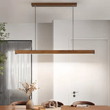 Modern Walnut Wooden Linear Island Hanging Light Image - 4