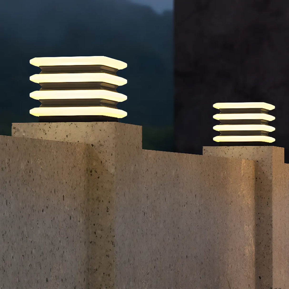 Modern Waterproof Solar LED Tiered Pillar Cap Light Image - 1