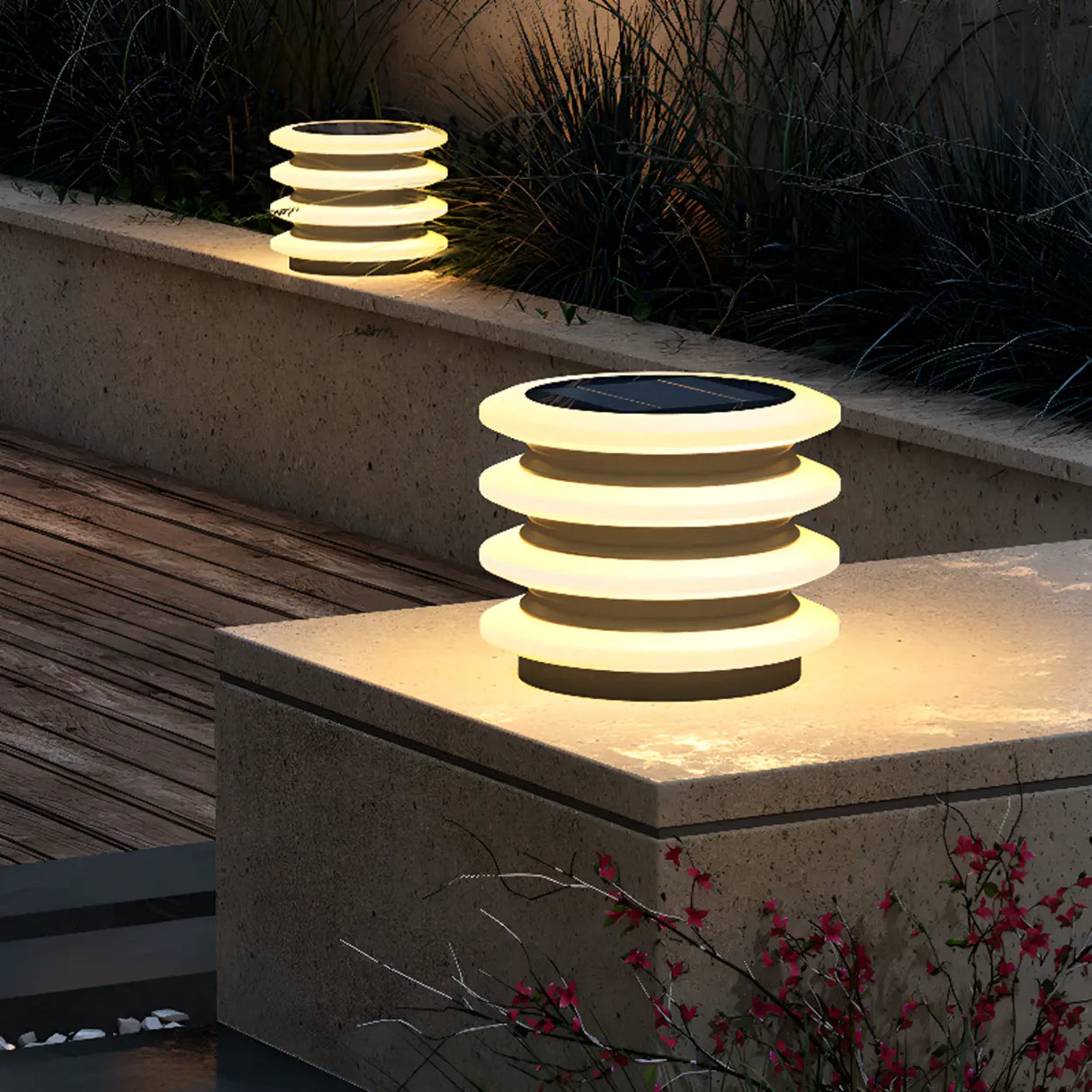 Modern Waterproof Solar LED Tiered Pillar Cap Light Image - 4