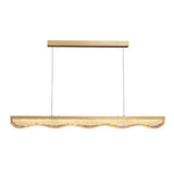 Modern Wave Gold LED Pendant Light Large Island Decor Image - 5
