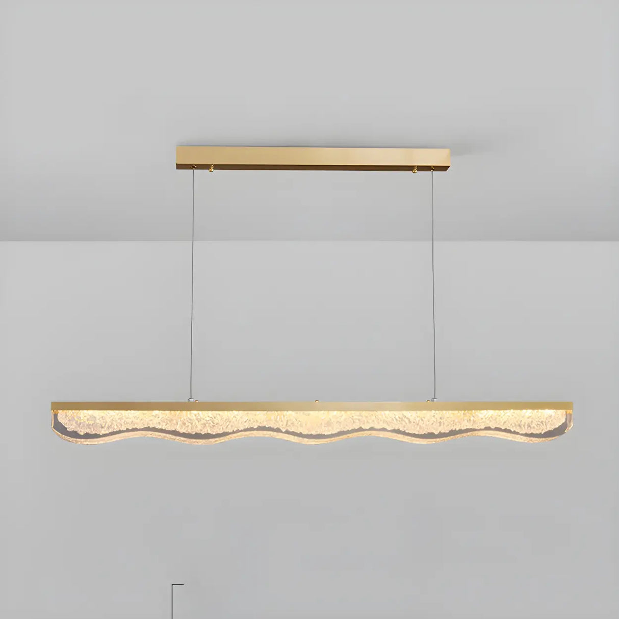 Modern Wave Gold LED Pendant Light Large Island Decor Image - 6