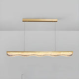 Modern Wave Gold LED Pendant Light Large Island Decor Image - 6
