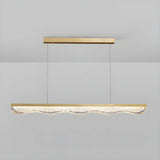 Modern Wave Gold LED Pendant Light Large Island Decor Image - 8