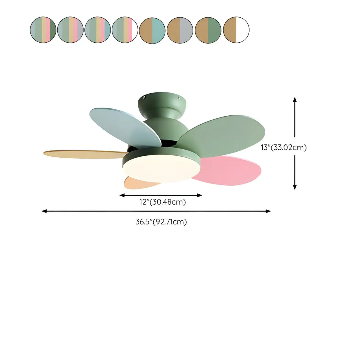 Modern Whimsical Multi-Color LED Kids Ceiling Fan 