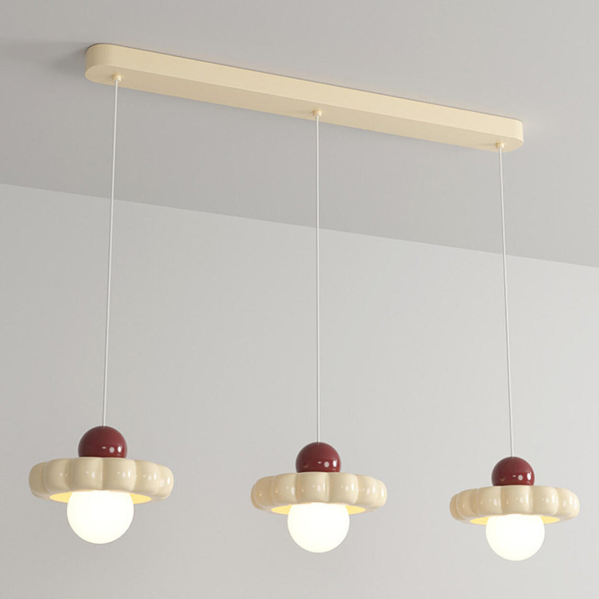 Modern White 3 Lights Resin Flower Dining Room Pendant Light Image - 9