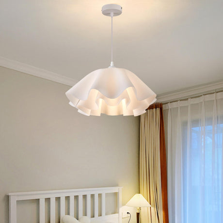 Modern White Acrylic Tiered Ruffled Pendant Light Image - 2