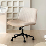 Modern White Adjustable Armless Faux Leather Office Chair Image - 11