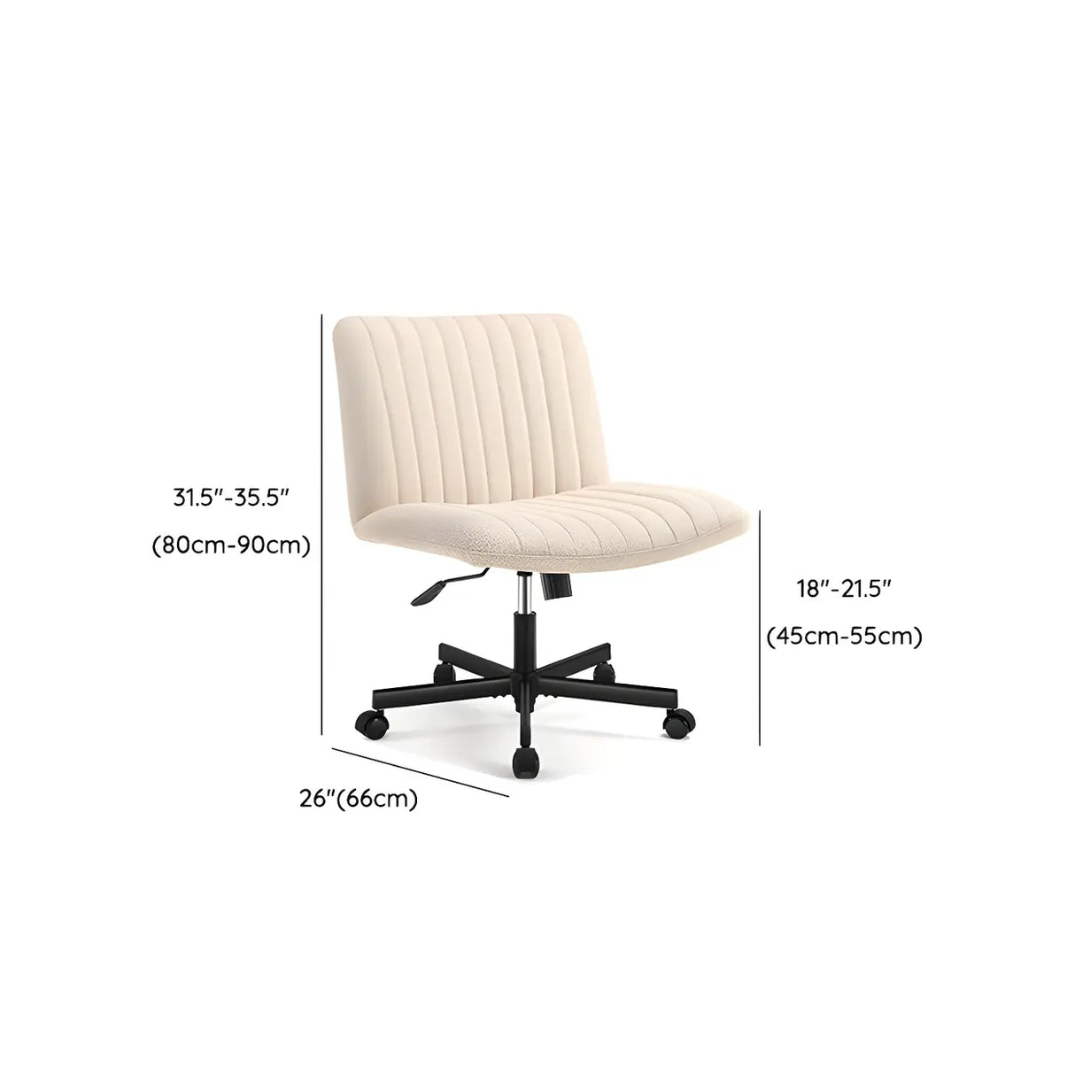 Modern White Adjustable Armless Faux Leather Office Chair 