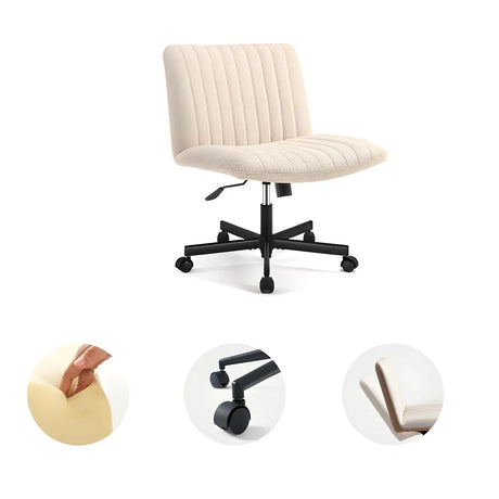Modern White Adjustable Armless Faux Leather Office Chair Image - 2
